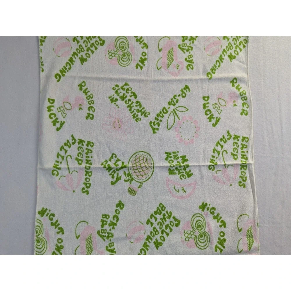 Vintage Flannel Baby Receiving Blanket Green‎ Pink